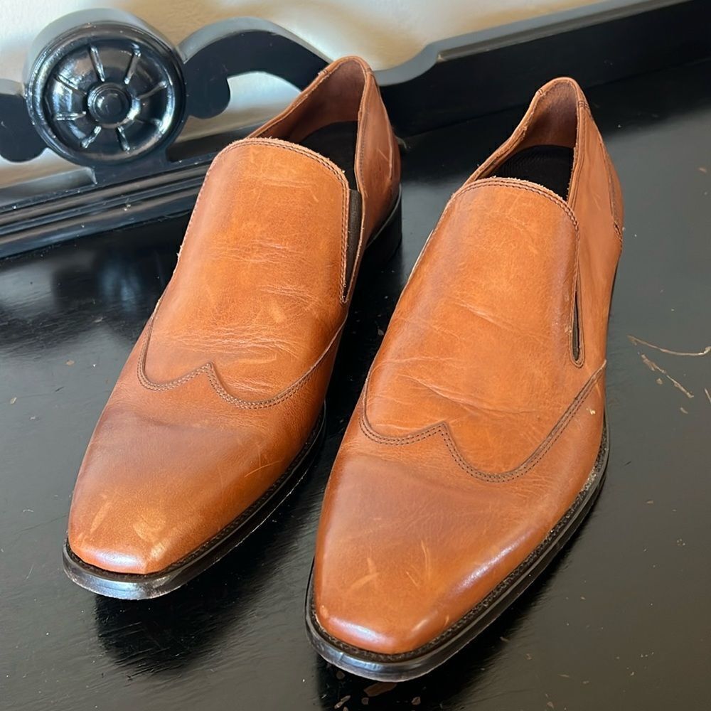 Massimo Matteo Firenze Cuoio (Hand Made In Italy) Brown Leather WINGTIP Shoes